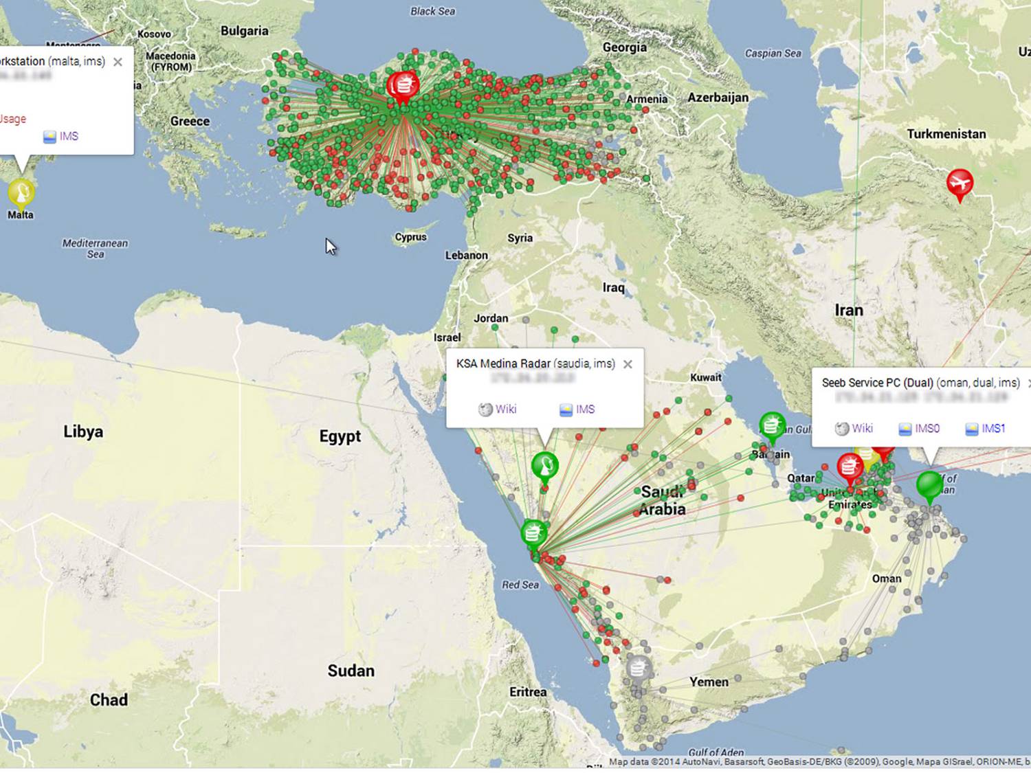 Map data of 24/7 support center