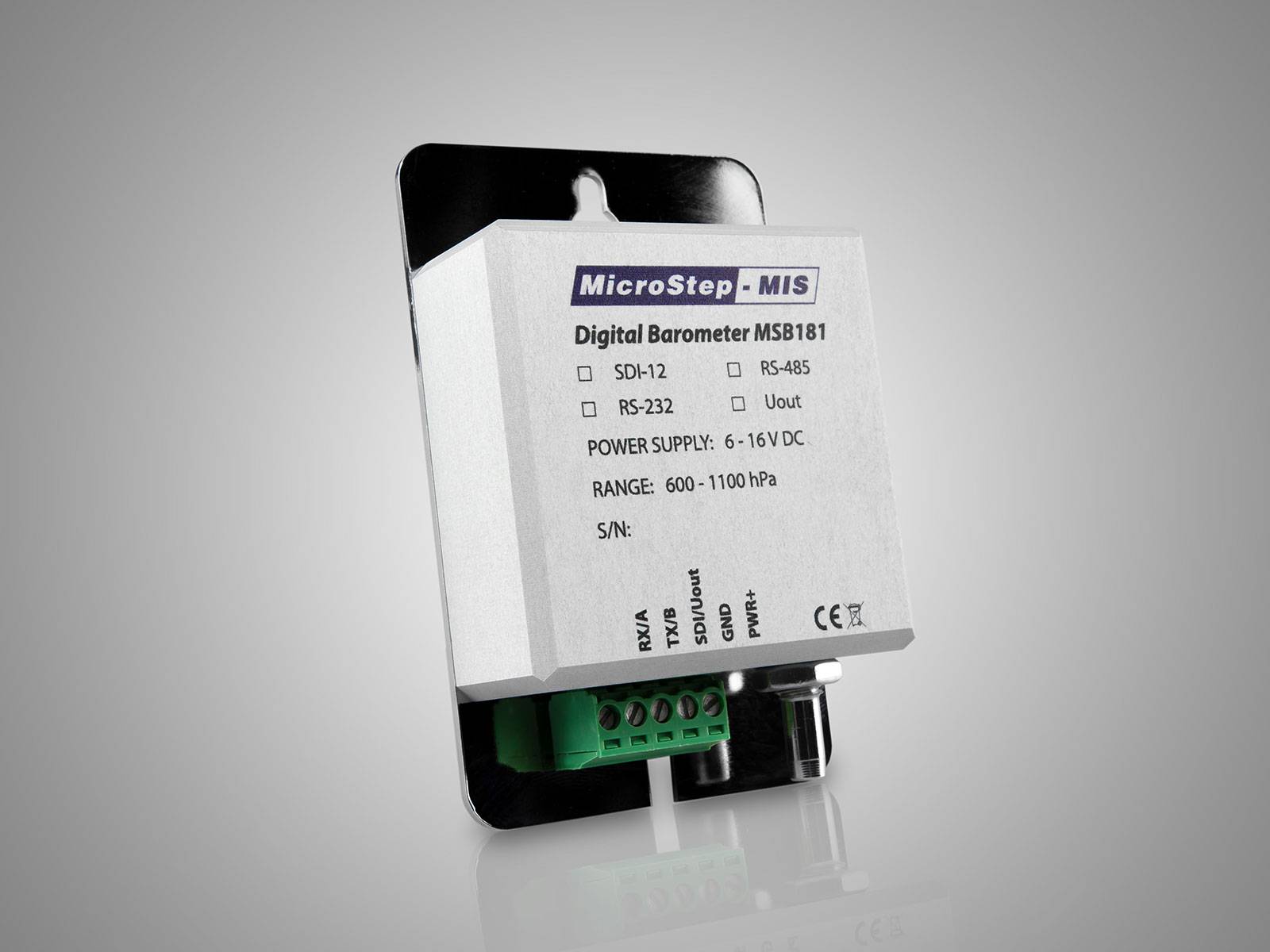 MicroStep-MIS | Angle view of MSB181 digital barometer