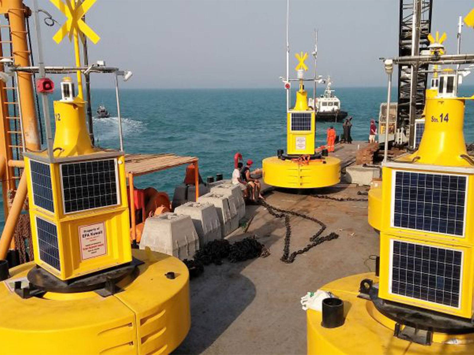 Marine buoys being deployed in Kuwait 