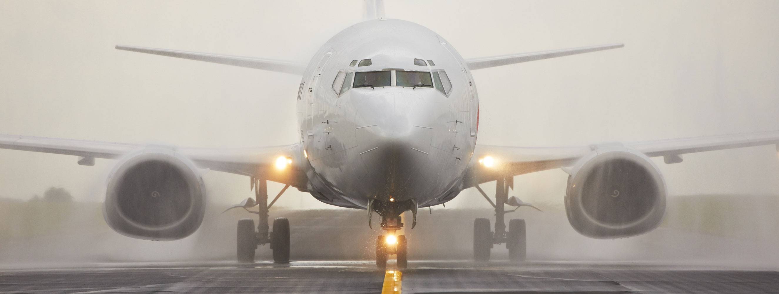 Aircraft landing in a rain