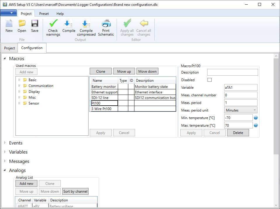 MicroStep-MIS | AWS Setup screen