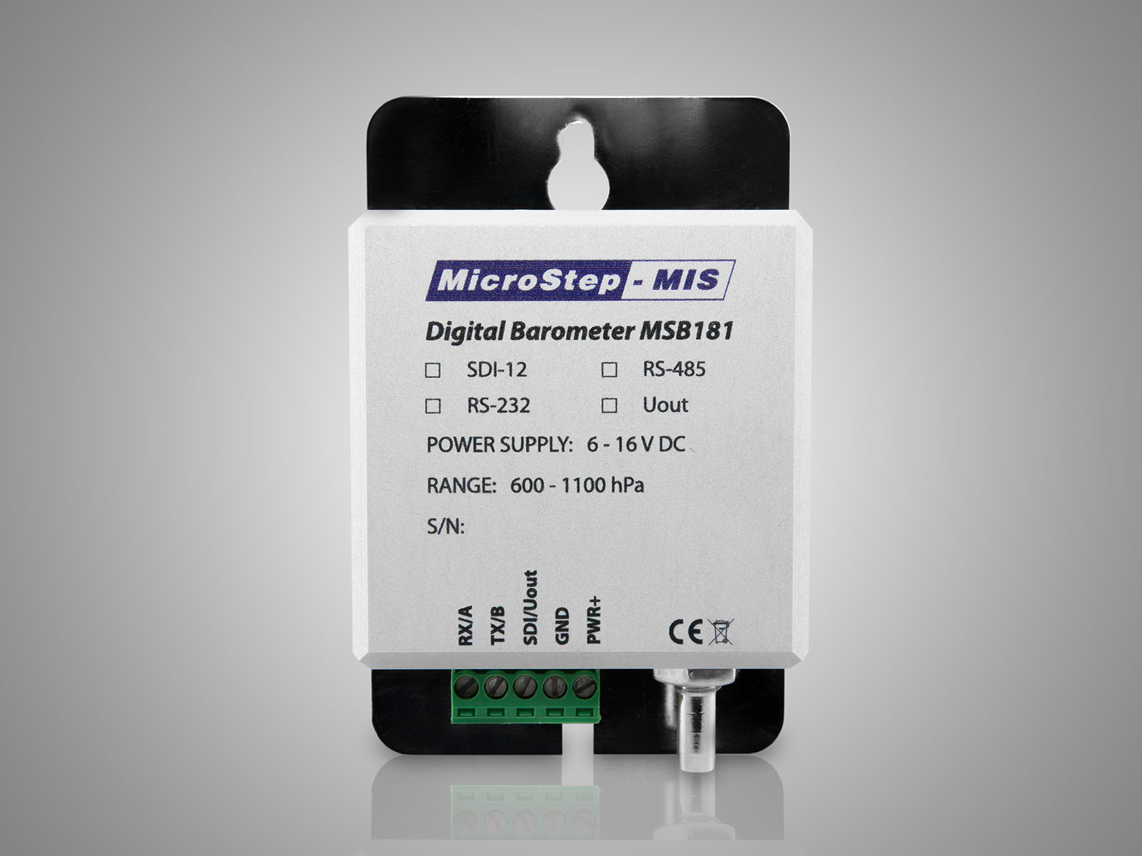 MicroStep-MIS | Front view of the Digital Barometer MSB181